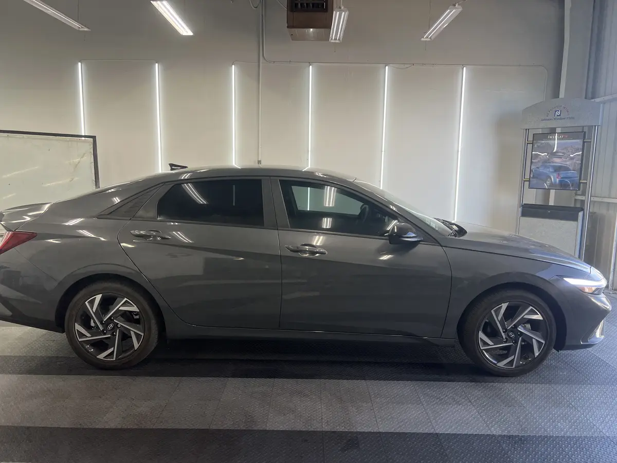 Gray Hyundai Elantra after Avery Dennison Encore carbon window tint (view 3)
