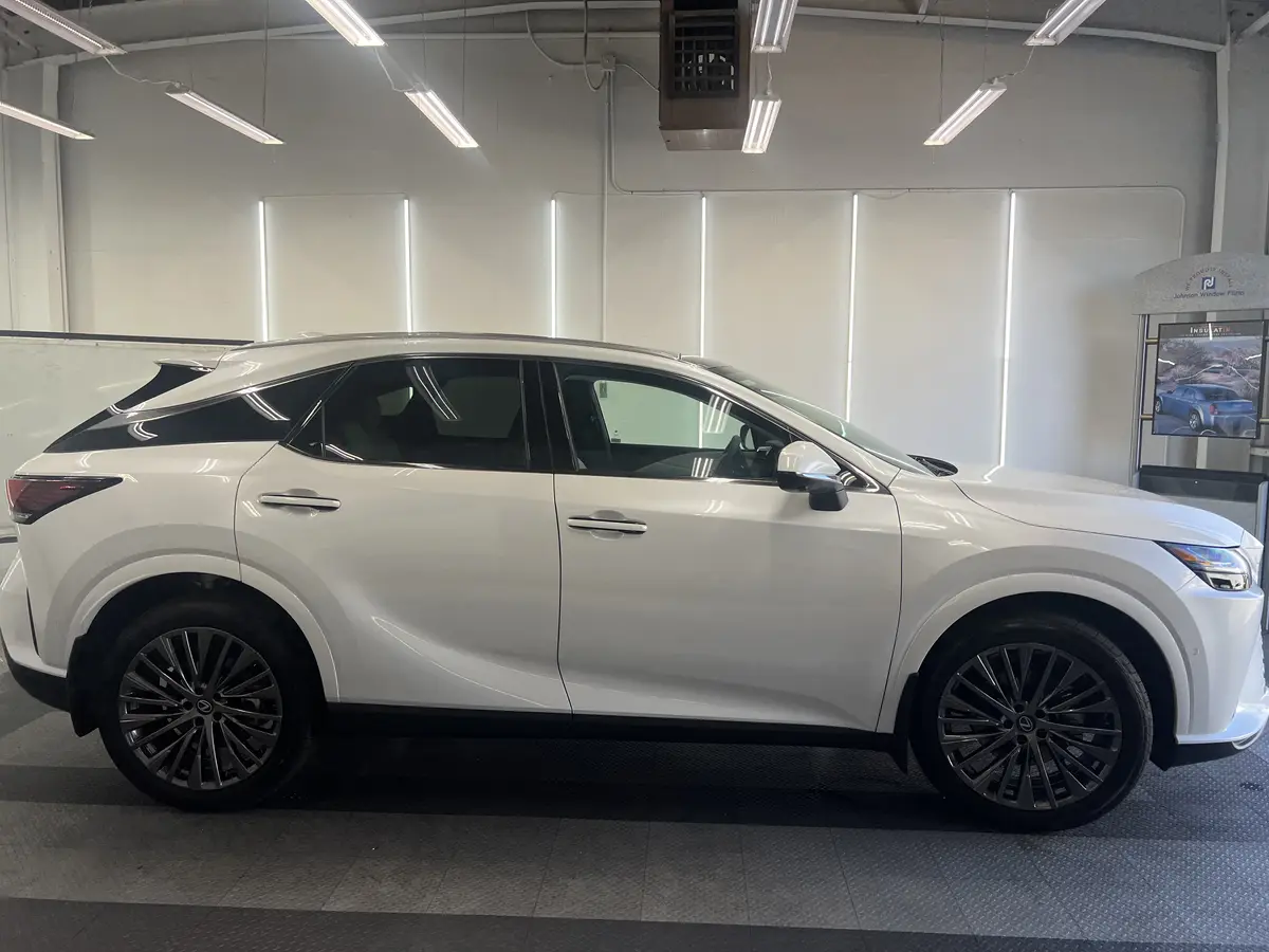 White Lexus RX before window tinting, factory glass (view 1)