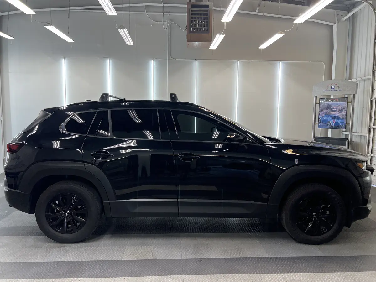 Black Mazda CX-50 after Avery Dennison Encore Supreme ceramic window tint (view 2)