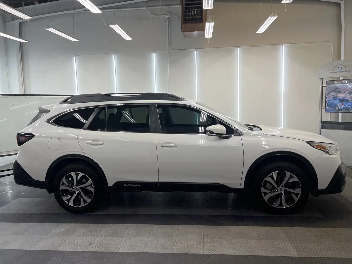 White Subaru Outback after Avery Dennison Encore Supreme ceramic window tint (view 2)