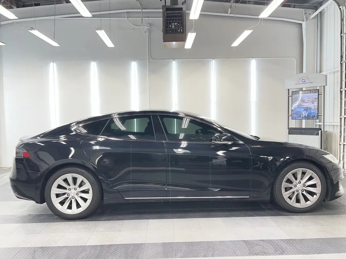 Black Tesla Model S after Avery Dennison Encore Supreme ceramic window tint (view 3)