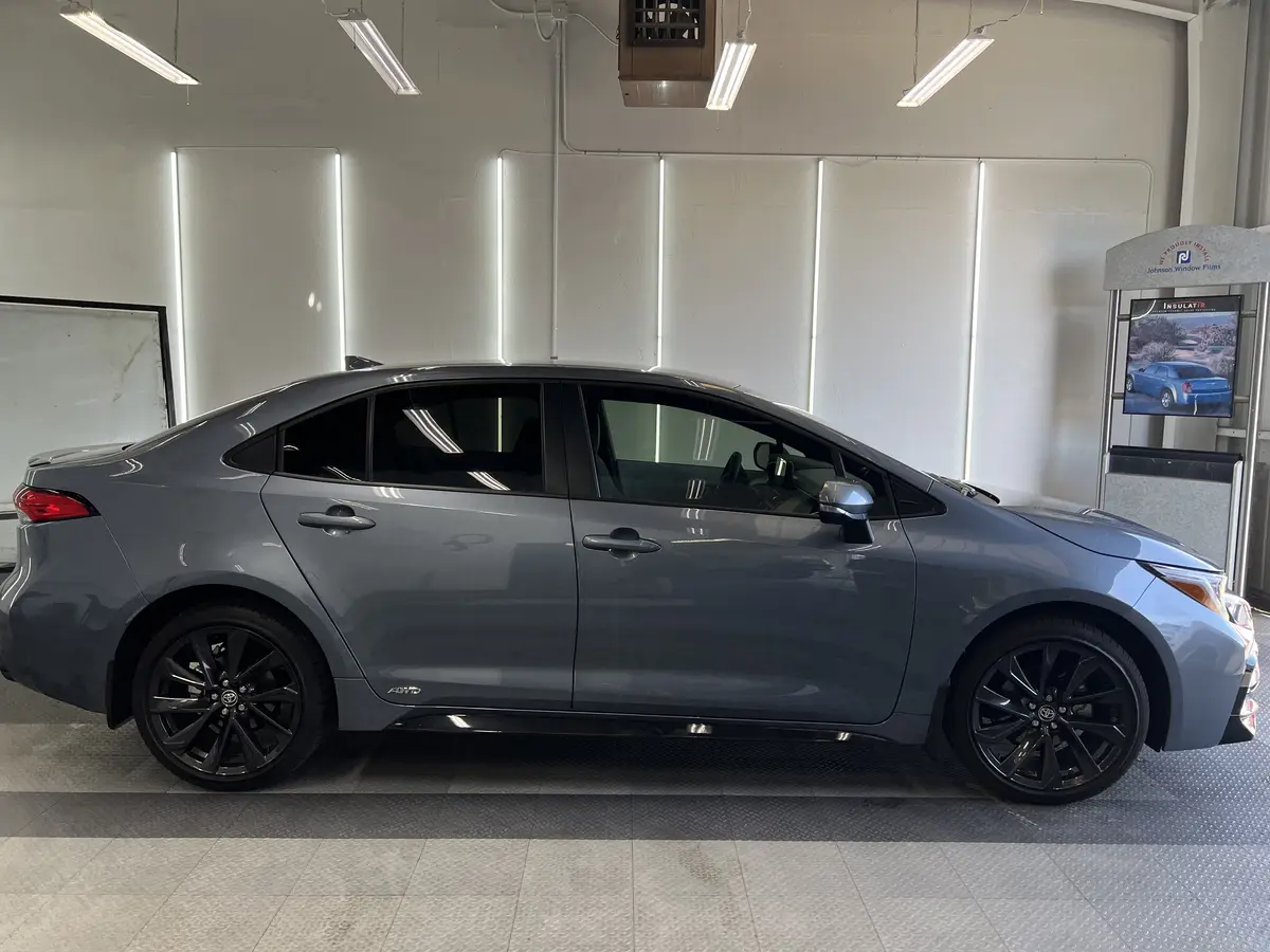 Gray Toyota Corolla after Avery Dennison Encore Supreme ceramic window tint (view 2)