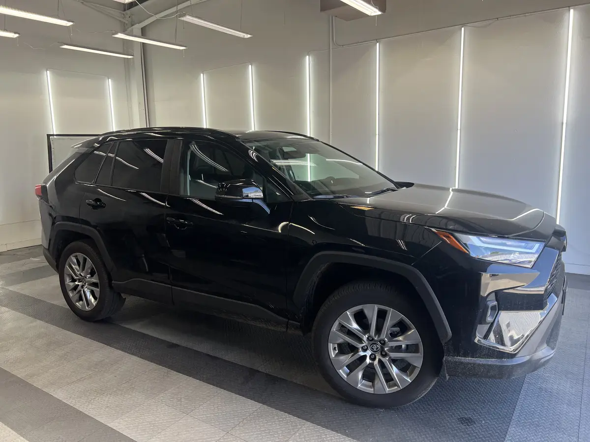 Black Toyota RAV4 after Avery Dennison Encore Supreme ceramic window tint (view 1)