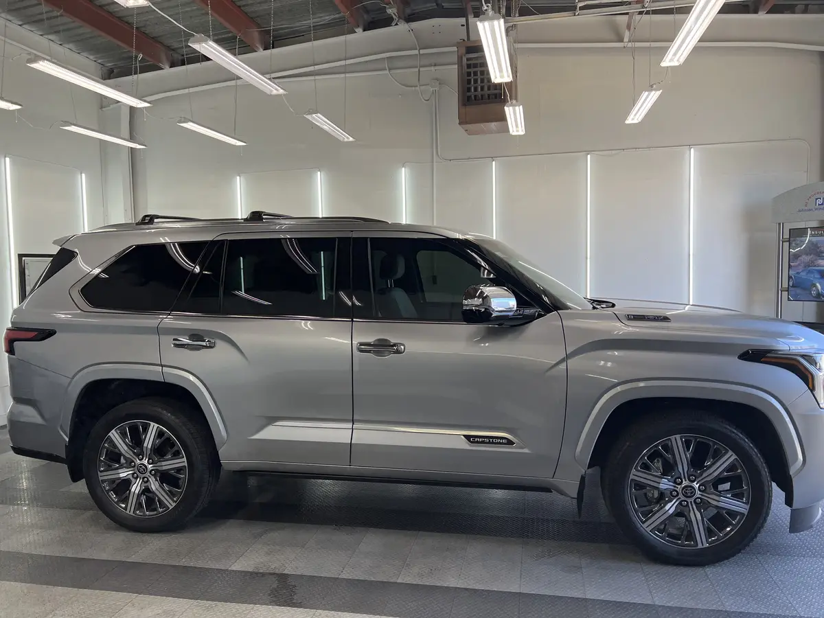 Silver Toyota Sequoia after Avery Dennison Encore Supreme ceramic window tint (view 2)