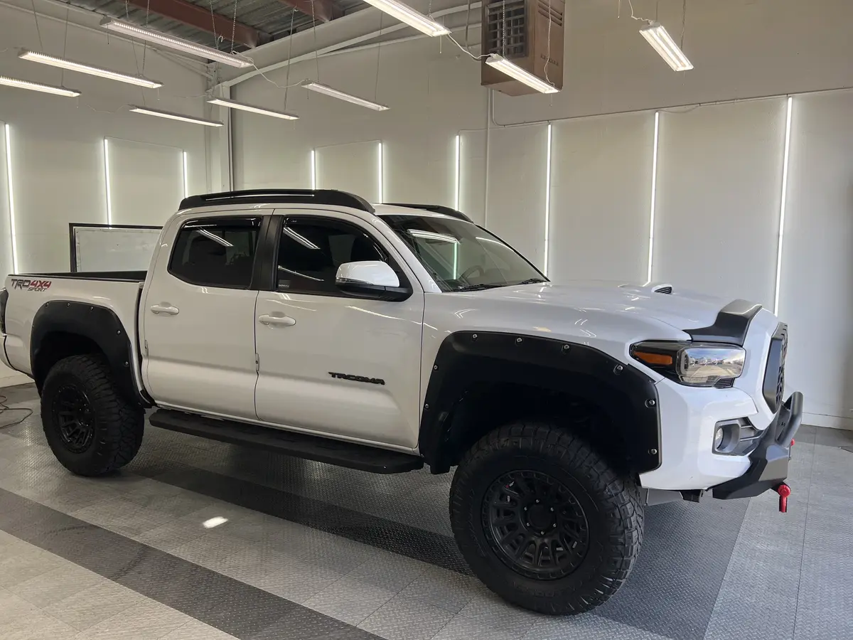 White Toyota Tacoma after Avery Dennison Encore Supreme ceramic window tint (view 1)