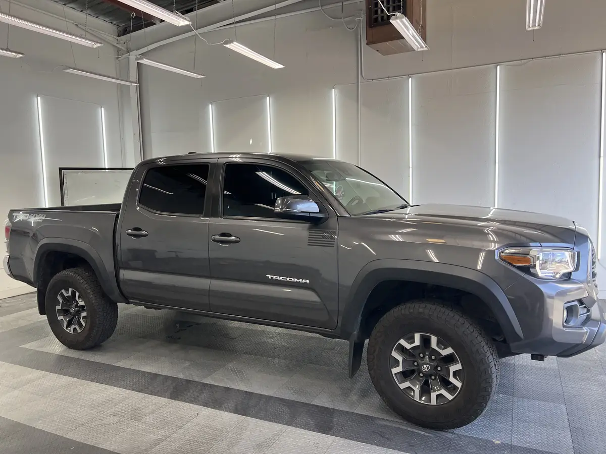 Gray Toyota Tacoma after Avery Dennison Encore Supreme ceramic window tint (view 1)