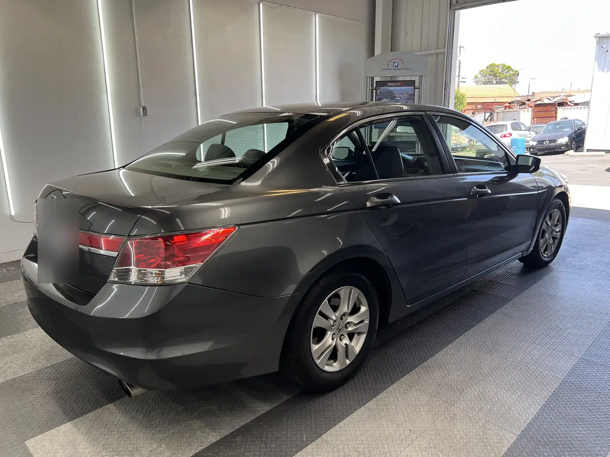 Gray Honda Accord before window tinting, factory glass (view 3)