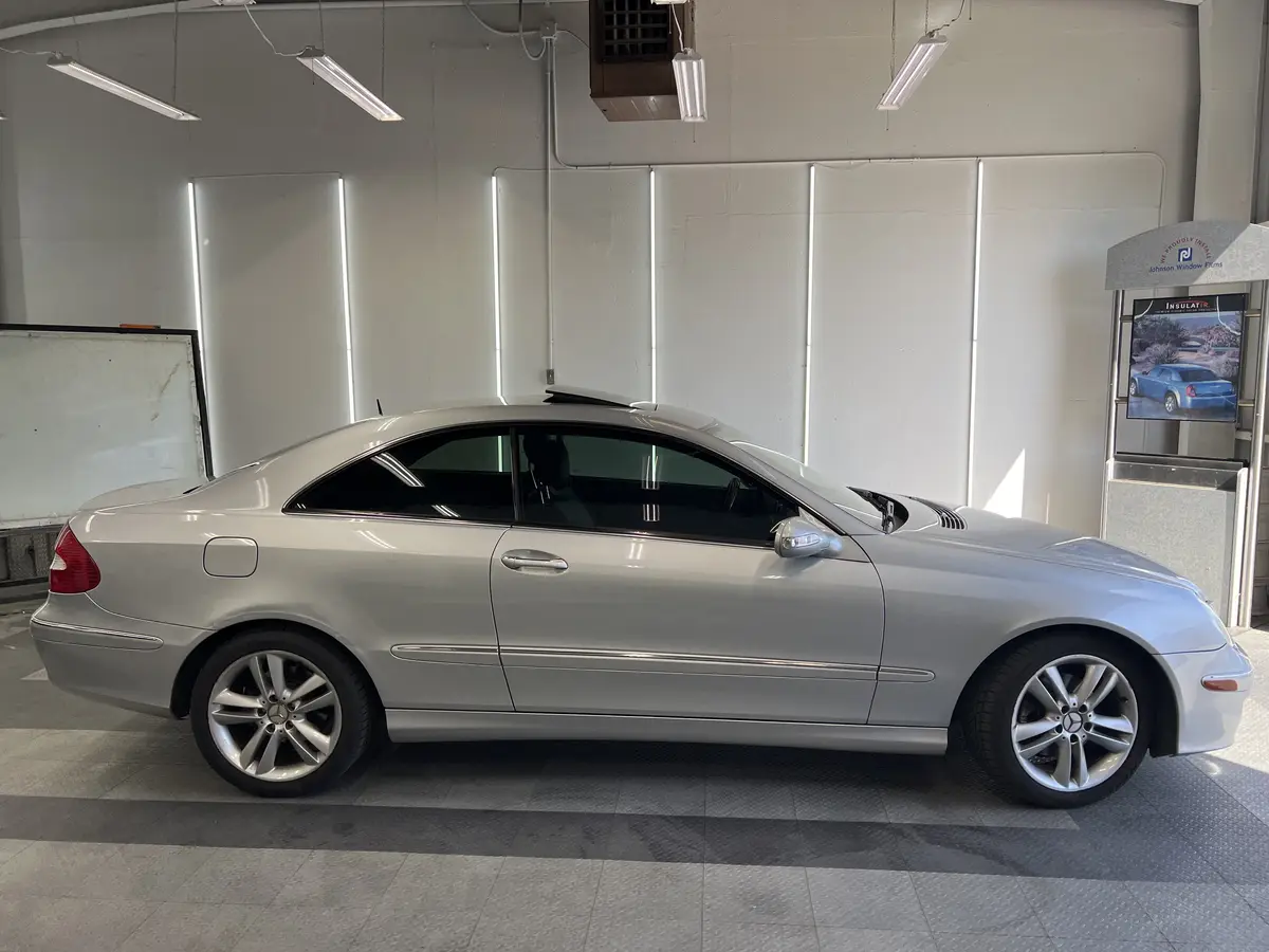 Silver Mercedes-Benz CLK after Avery Dennison Encore Supreme ceramic window tint (view 2)