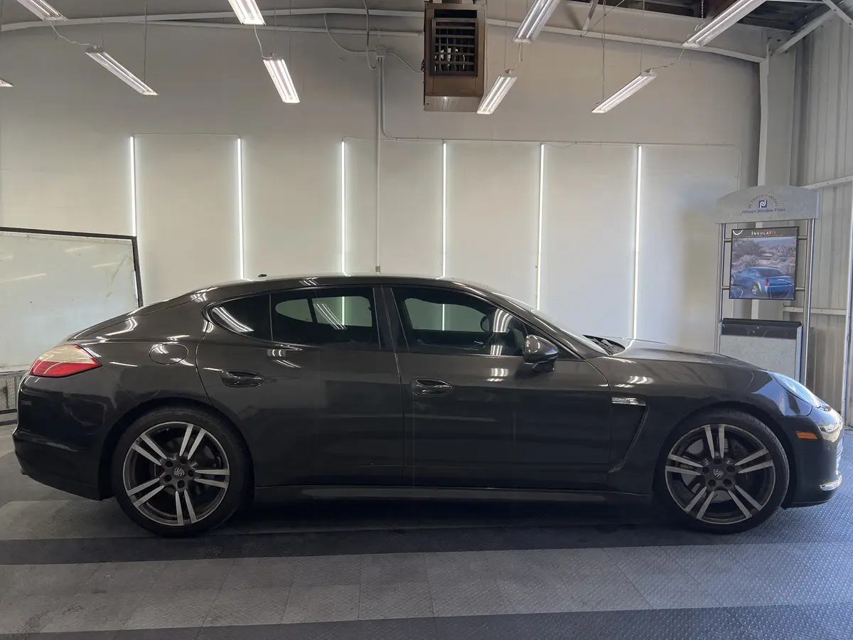 Black Porsche Panamera after Avery Dennison Encore Supreme ceramic window tint (view 2)