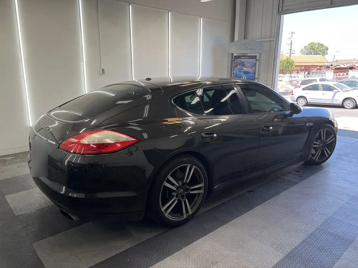 Black Porsche Panamera after Avery Dennison Encore Supreme ceramic window tint (view 3)