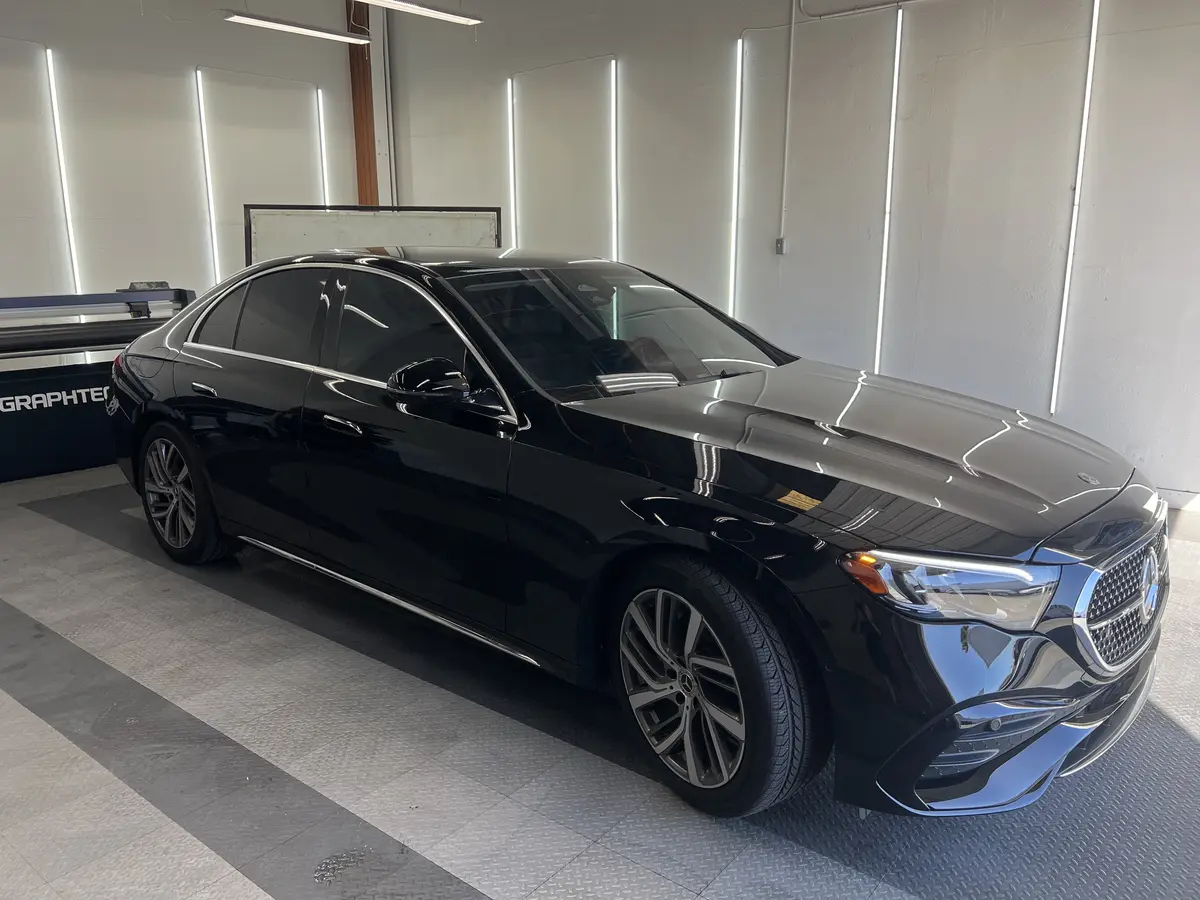Black Mercedes-Benz E-Class after Avery Dennison Encore Supreme ceramic window tint (view 1)