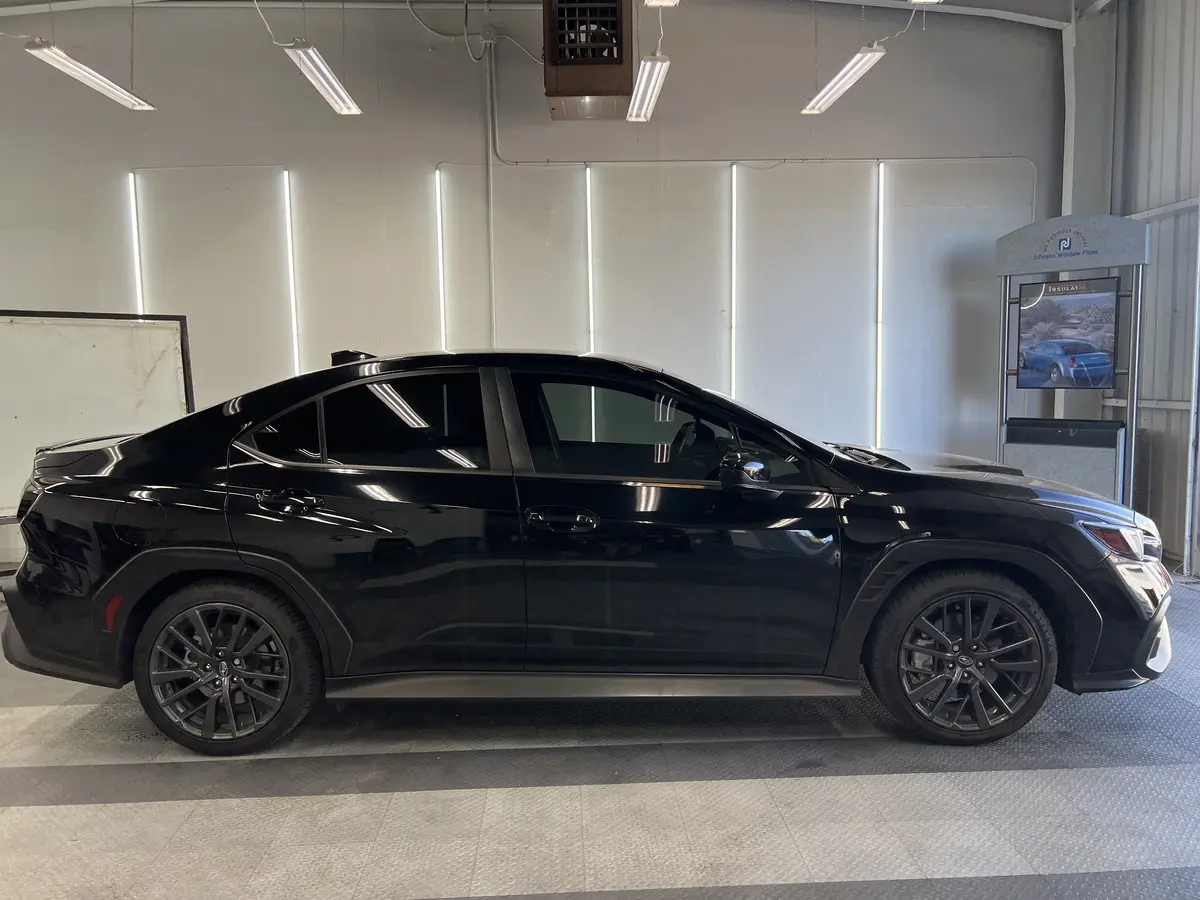 Black Subaru WRX after Avery Dennison Encore Supreme ceramic window tint (view 1)