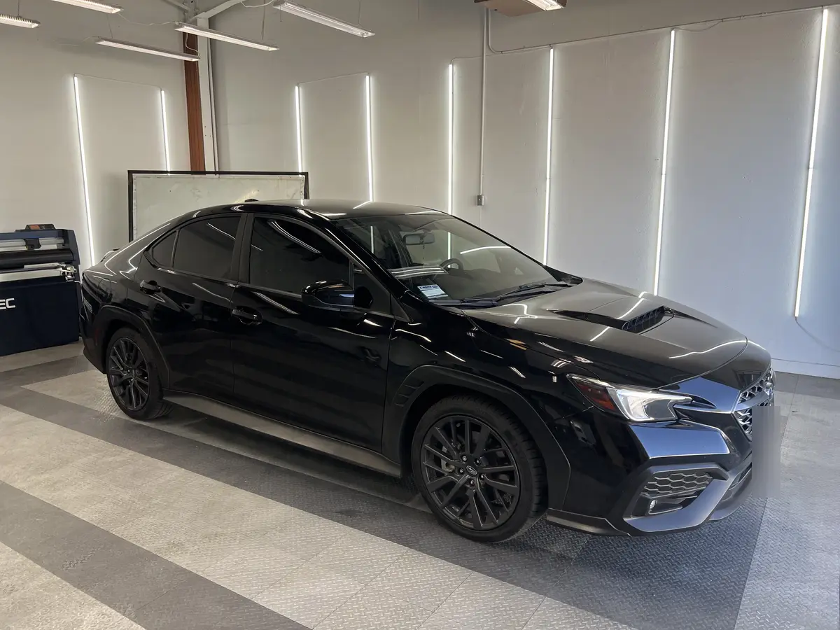 Black Subaru WRX after Avery Dennison Encore Supreme ceramic window tint (view 3)