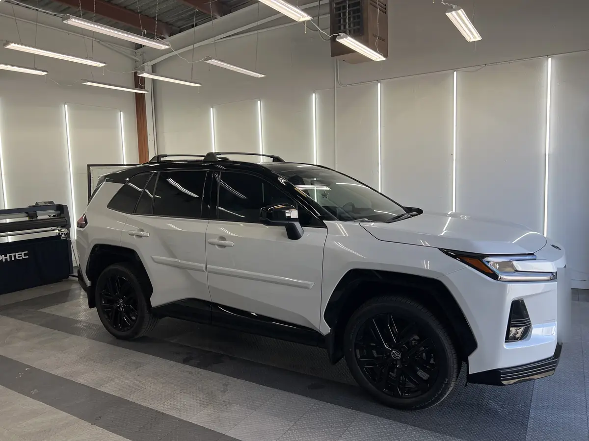 White Toyota RAV4 after Avery Dennison Encore Supreme ceramic window tint (view 1)