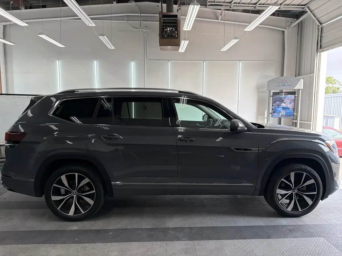 Gray Volkswagen Atlas before window tinting, factory glass (view 2)