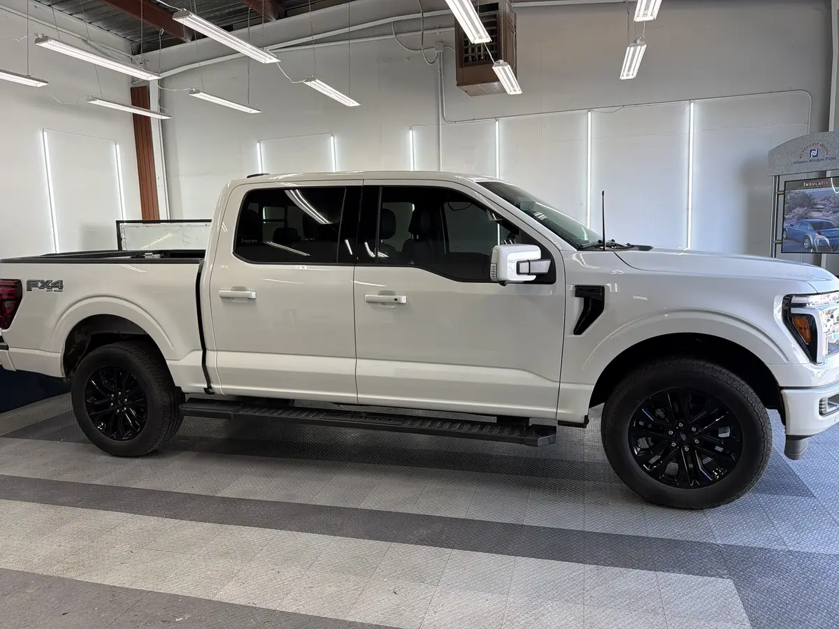 White Ford F-150 after Avery Dennison Encore Supreme ceramic window tint (view 1)