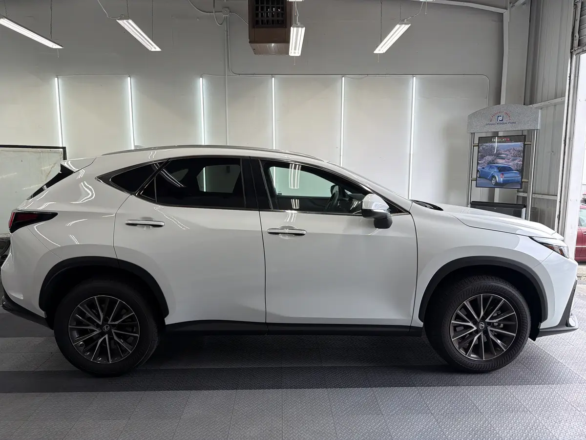 White Lexus NX before window tinting, factory glass (view 2)