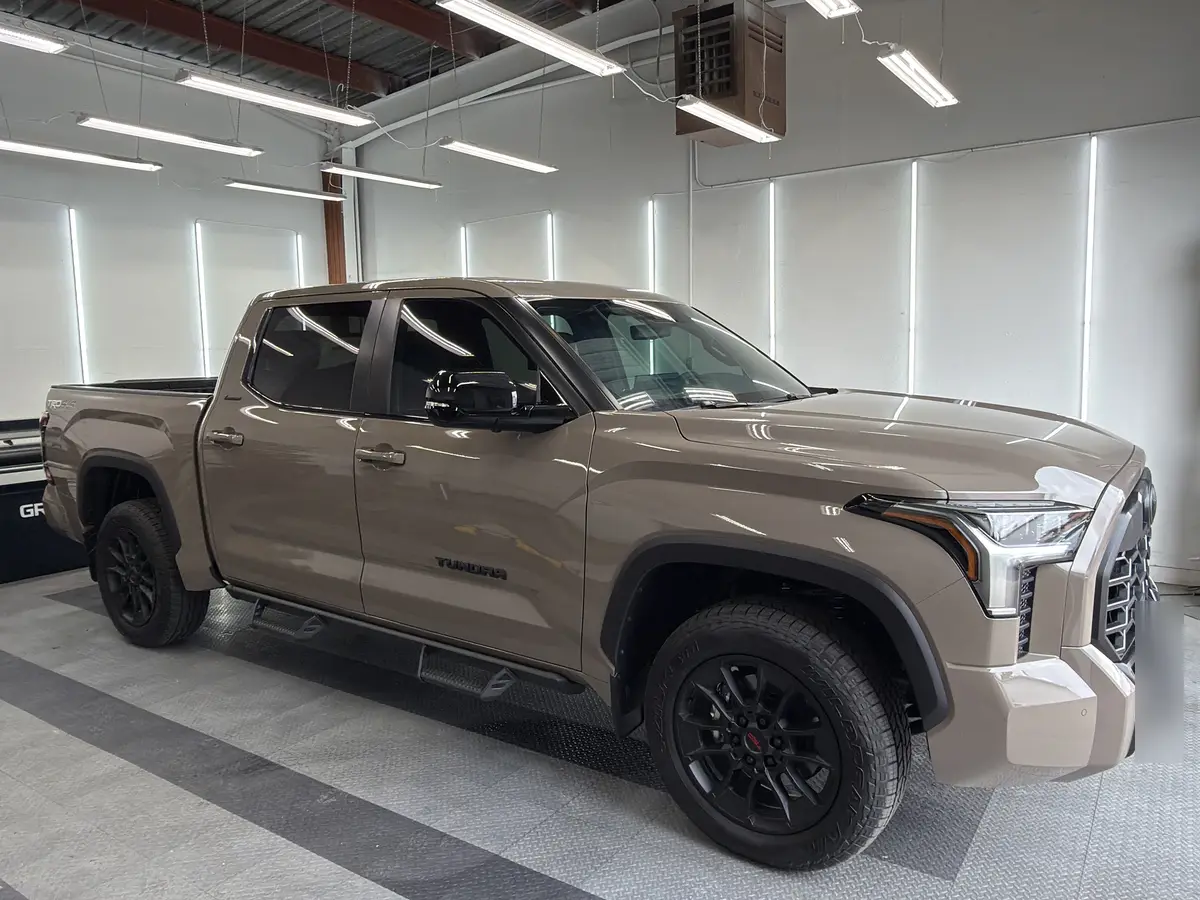 Tan Toyota Tundra after Avery Dennison Encore Supreme ceramic window tint (view 1)