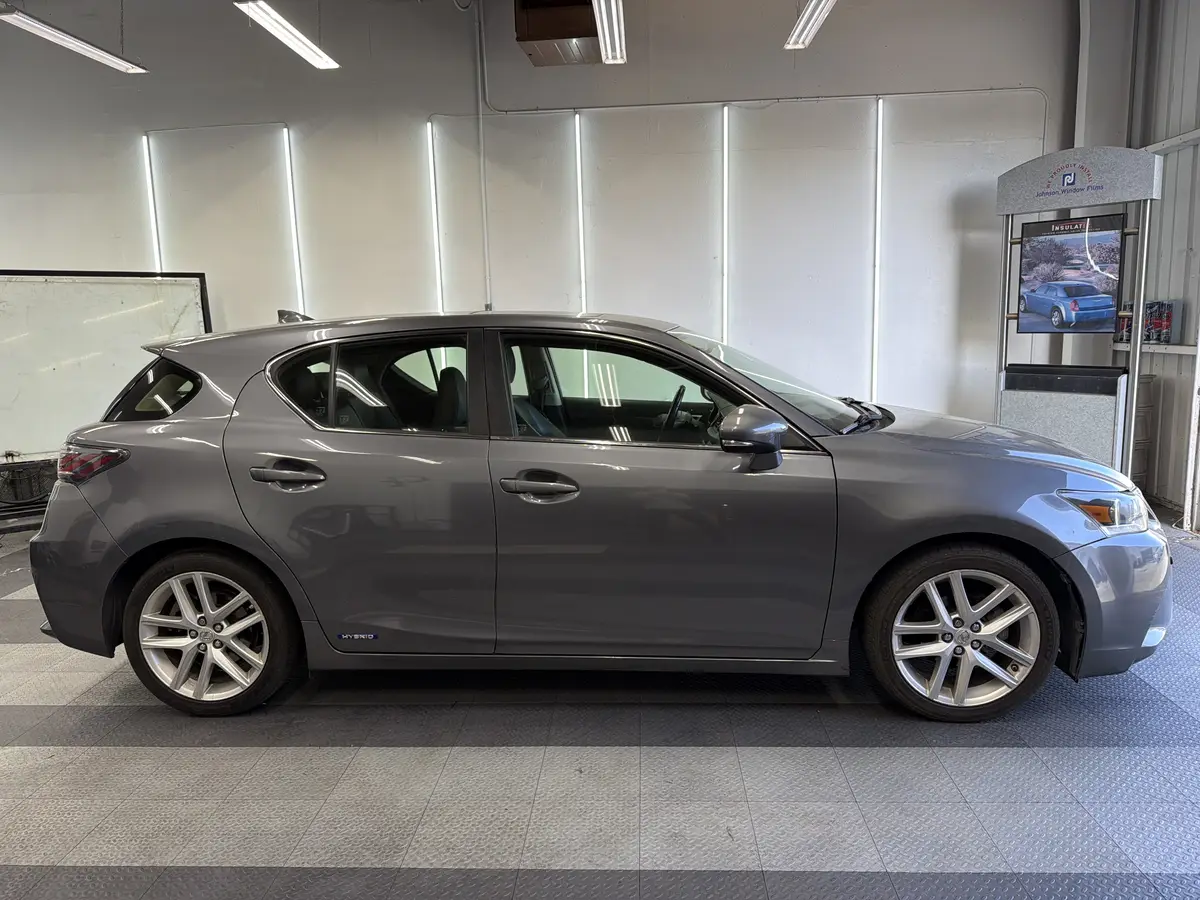 Gray Lexus CT 200h before window tinting, factory glass (view 2)