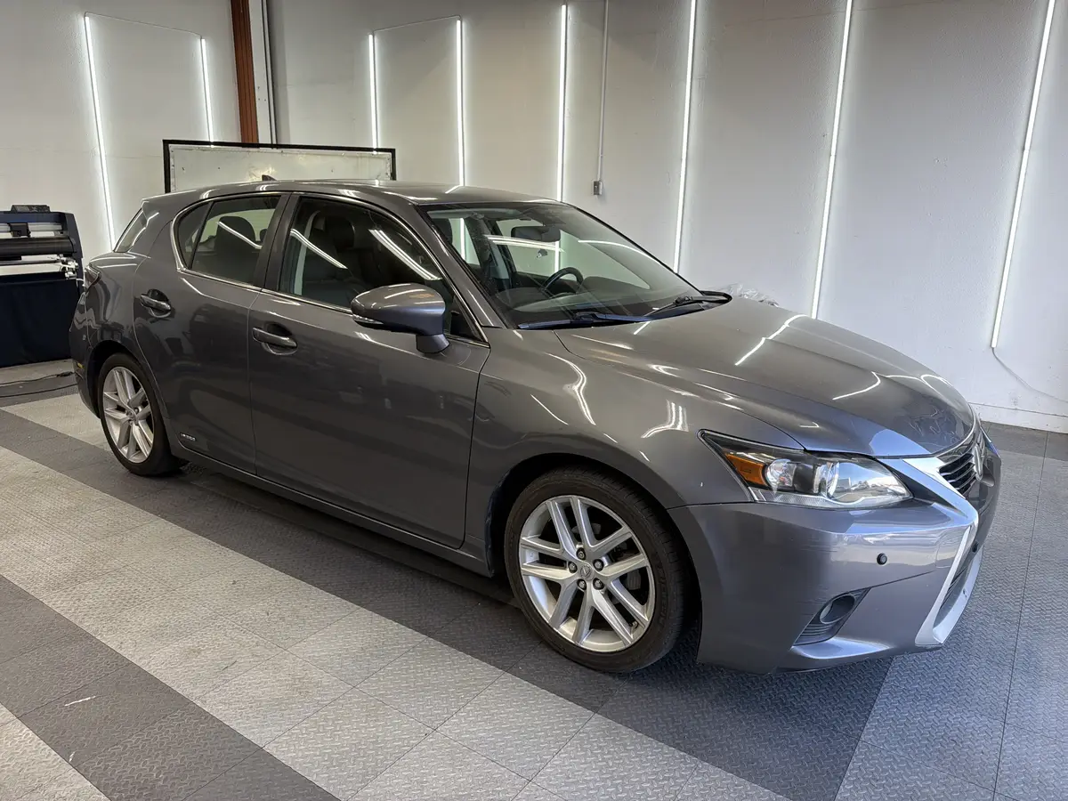 Gray Lexus CT 200h before window tinting, factory glass (view 3)